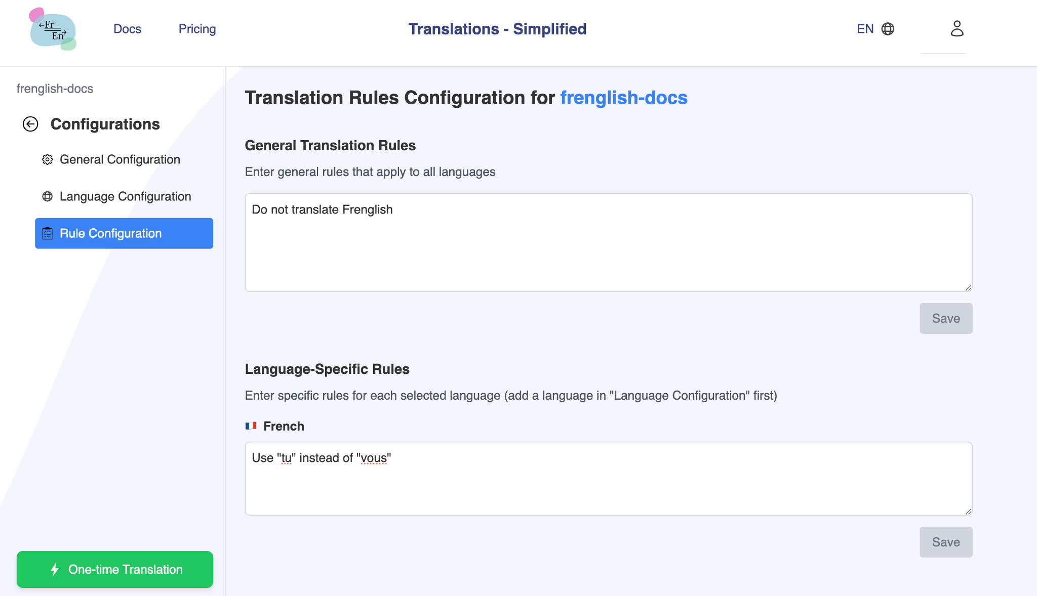 Configuration des règles